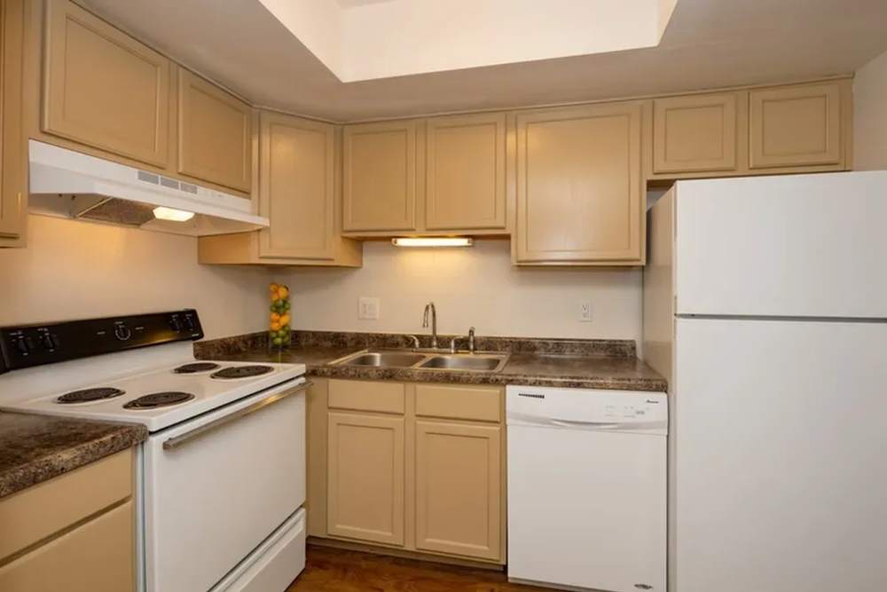 Kitchen with a refrigerator and stove at Andover Park, Valparaiso, Indiana
