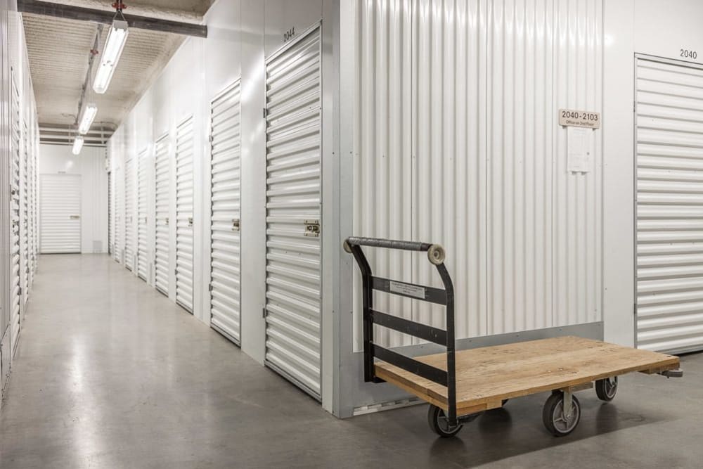 Spacious hallways at Metro Heated Storage in Seattle, Washington.