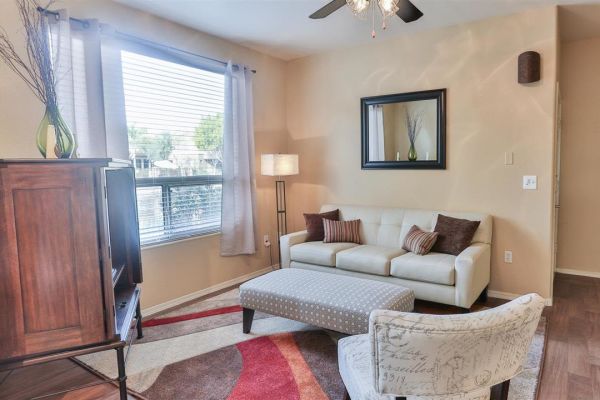 Bright living room at Laguna at Arrowhead Ranch in Glendale, Arizona