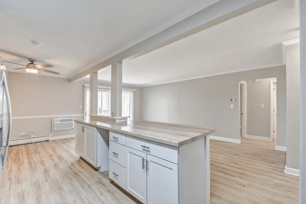Unfurnished cabinets at Terraces of Elk Grove in Elk Grove Village, Illinois
