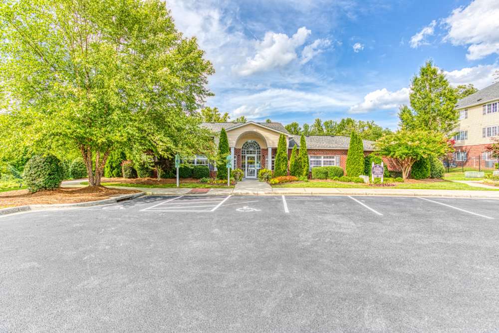 Front entrance with parking lot at Battleground North in Greensboro, North Carolina