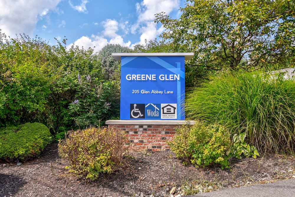 Entrance board at Greene Glen in Morgantown. WV