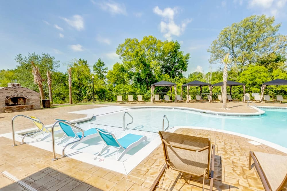 Community pool in spa surrounded by trees and nature at Glass Creek in Mt Juliet, Tennessee