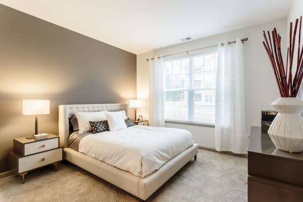 A large bedroom at The Landings Apartments in Clifton Park, New York