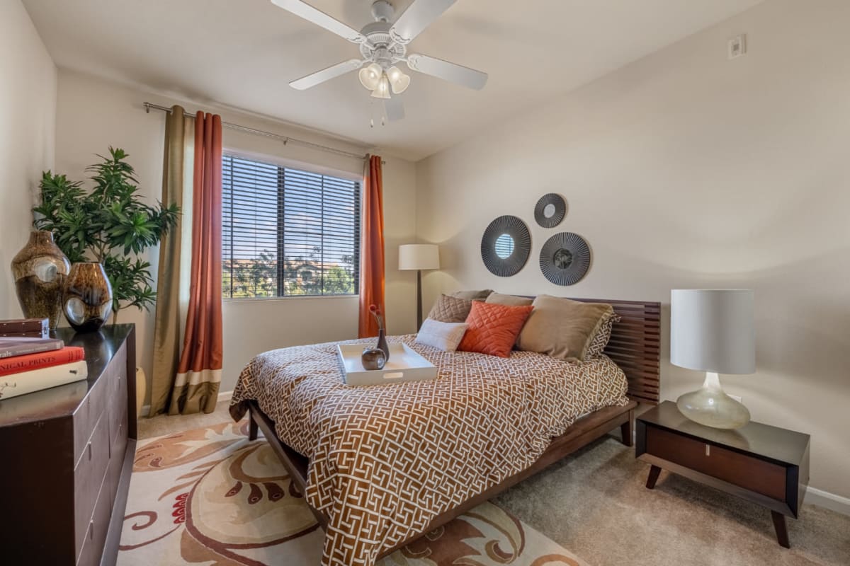 Bedroom with wood style flooring at Marquis at Sonoran Preserve in Phoenix, Arizona