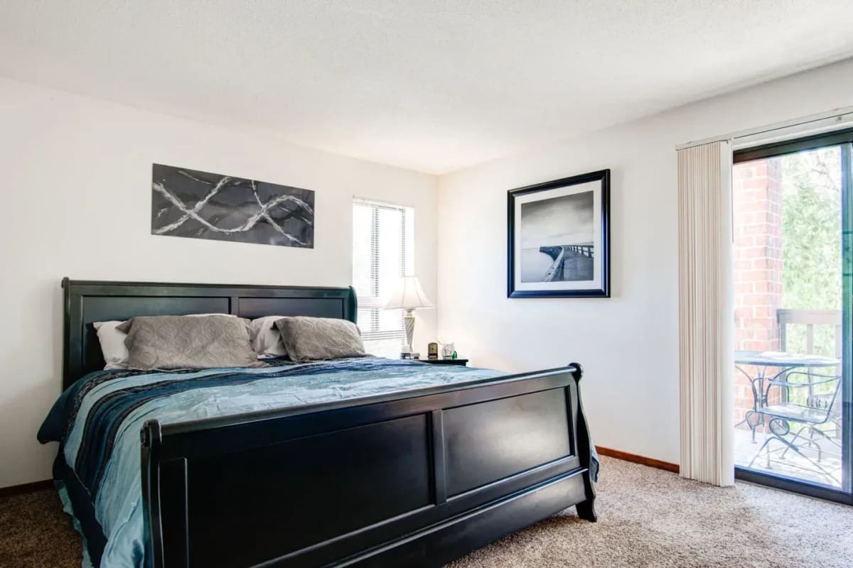 Cozy bedroom at Park At City West in Eden Prairie, Minnesota
