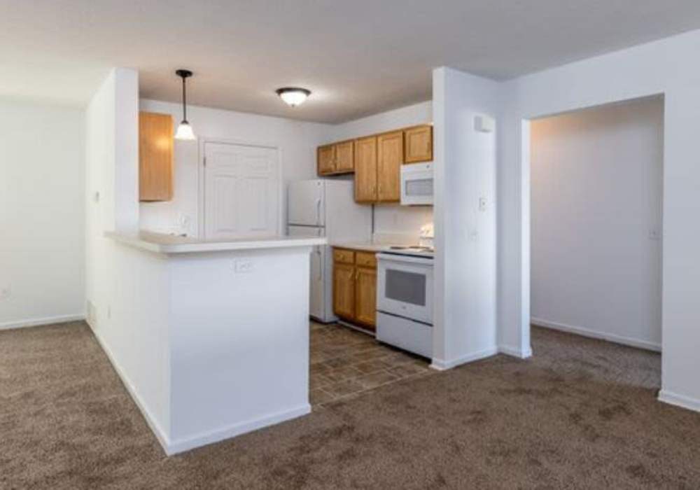 Fully equipped kitchen at Heritage Park Apartments & Townhomes in Webster, New York