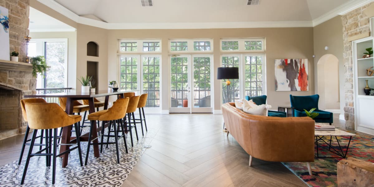 Interior community area at Marquis at Treetops in Austin, Texas