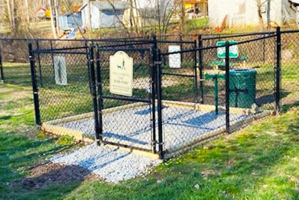 Entrance to onsite dog park at Old Mill Townhomes in Lynchburg, Virginia