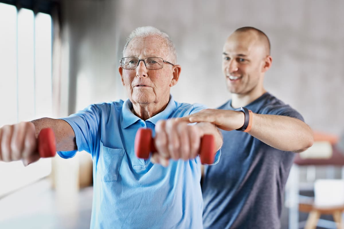 Resident exercising at Brightwater Senior Living of Tuxedo in Winnipeg, Manitoba