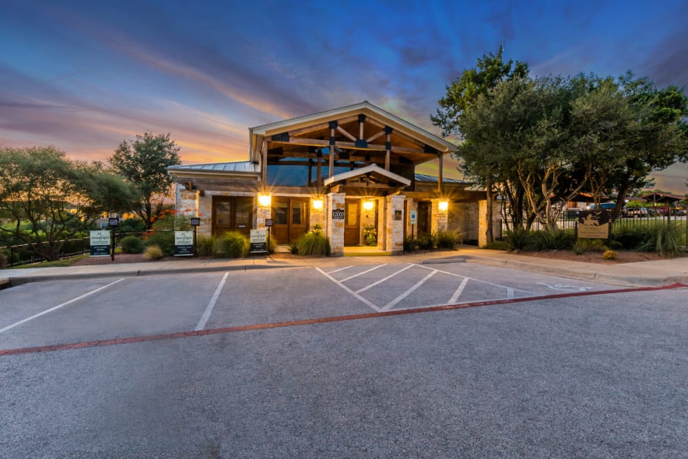Outdoor poolside lounge at Marquis at Canyon Ridge in Austin, Texas