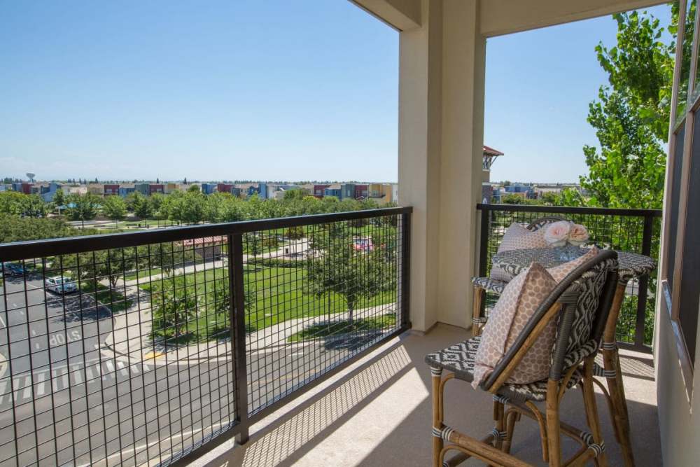 Private patio at BDX at Capital Village in Rancho Cordova, California