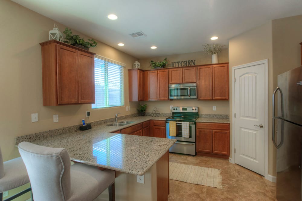 Modern kitchen in model home at BB Living at Higley Park in Gilbert, Arizona