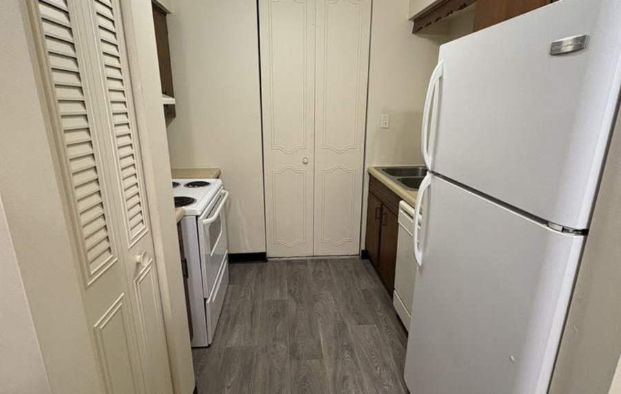 Kitchen at Mount Vernon Arms Apartments in Merrillville, Indiana