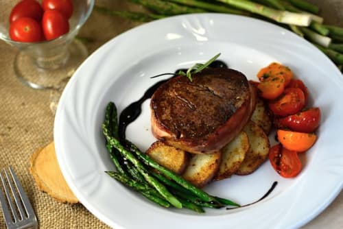 Steak and potatoes at Waltonwood Cary Parkway in Cary, North Carolina