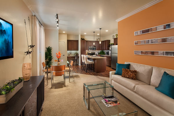 Luxury living room in model home at San Norterra in Phoenix, Arizona