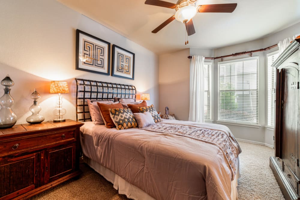 Cozy bedroom at Marquis at Lantana in Flower Mound, Texas