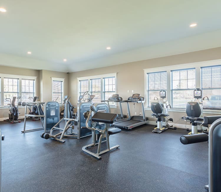 Fitness center at Orchard View Senior Apartments in Rochester, New York