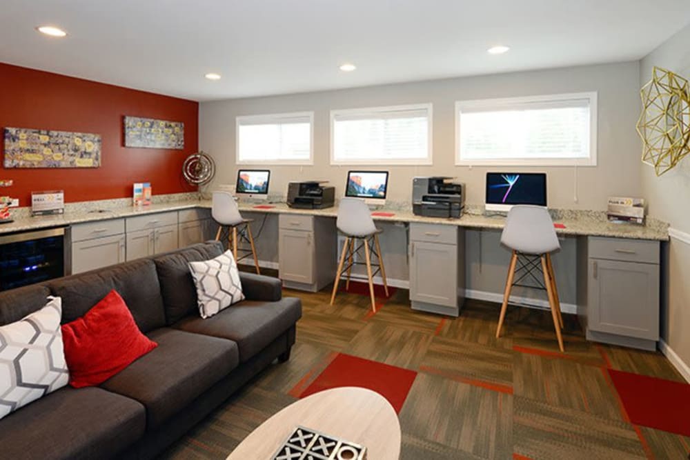 Business work stations at Terra Apartment Homes in Federal Way, Washington