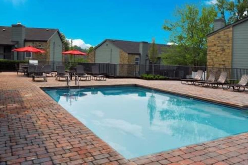 Poolside lounge chairs at Goldelm at Metropolitan in Knoxville, Tennessee