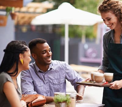 People having food and drinks near Cedar Ridge
