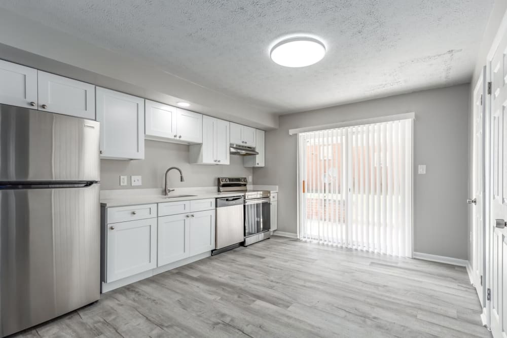 Fully equipped kitchen with appliances at Blue Ridge Apartments in Winchester, Virginia