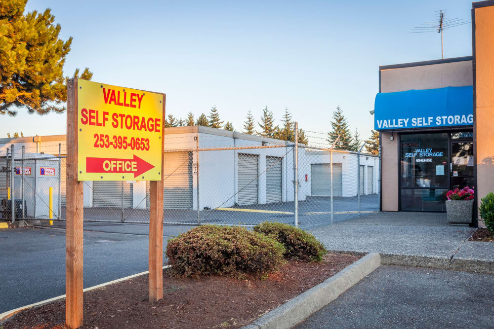 Entrance at Valley Self Storage in Kent, Washington.