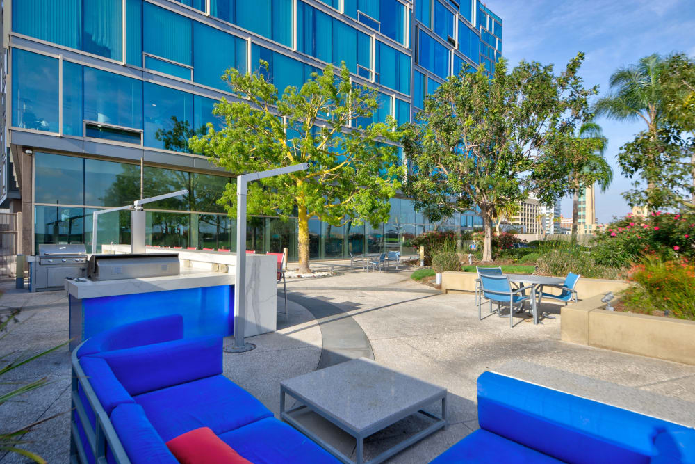Outdoor lounge area at The Vermont in Los Angeles, California