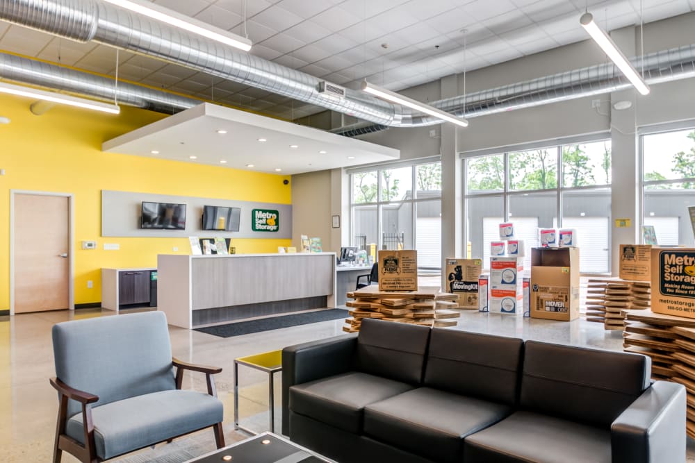 Leasing office waiting area at Metro Self Storage in Mount Laurel