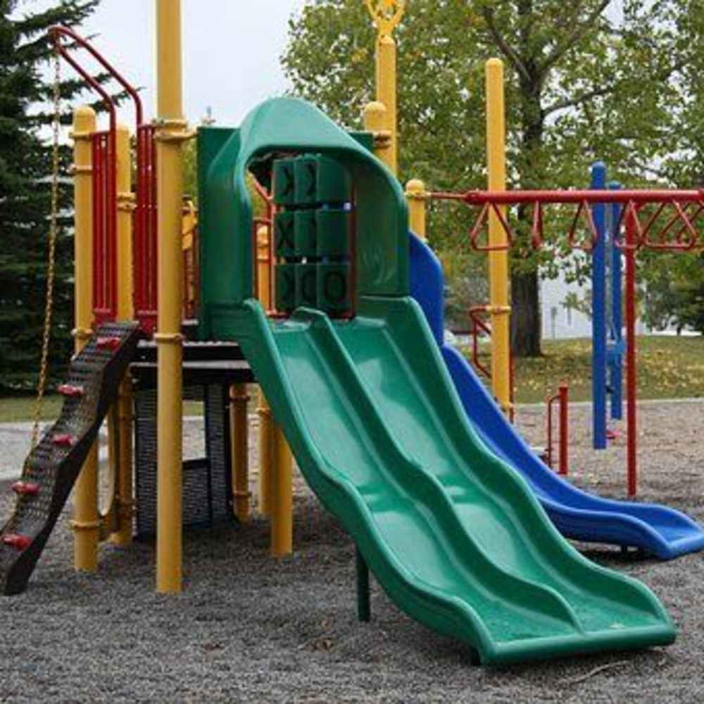 Playground with slides at Monrovia Gardens in Monrovia, California