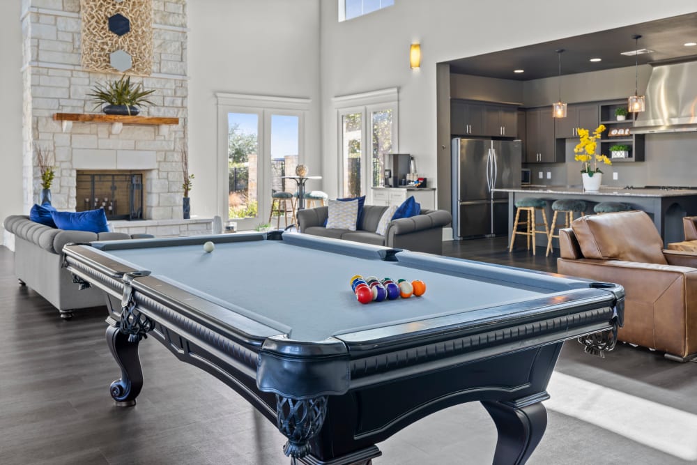 Billiard table area at Carrington Oaks in Buda, Texas