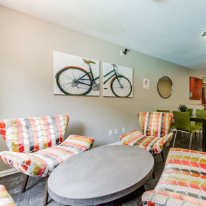 Clubhouse with couches and table at Legacy at Westglen in Glendale, California