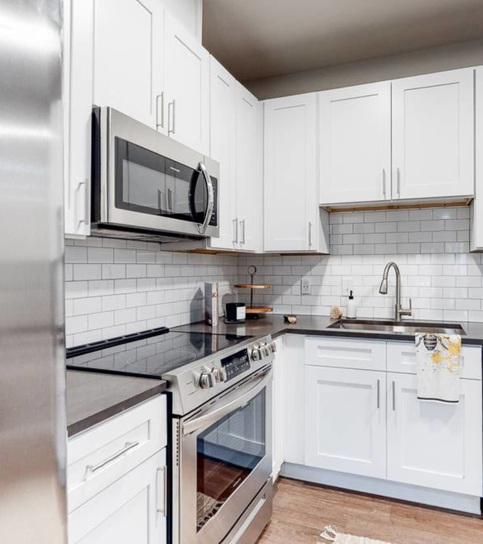 Kitchen with white cabinet at Exchange at St. Augustine in St Augustine, Florida