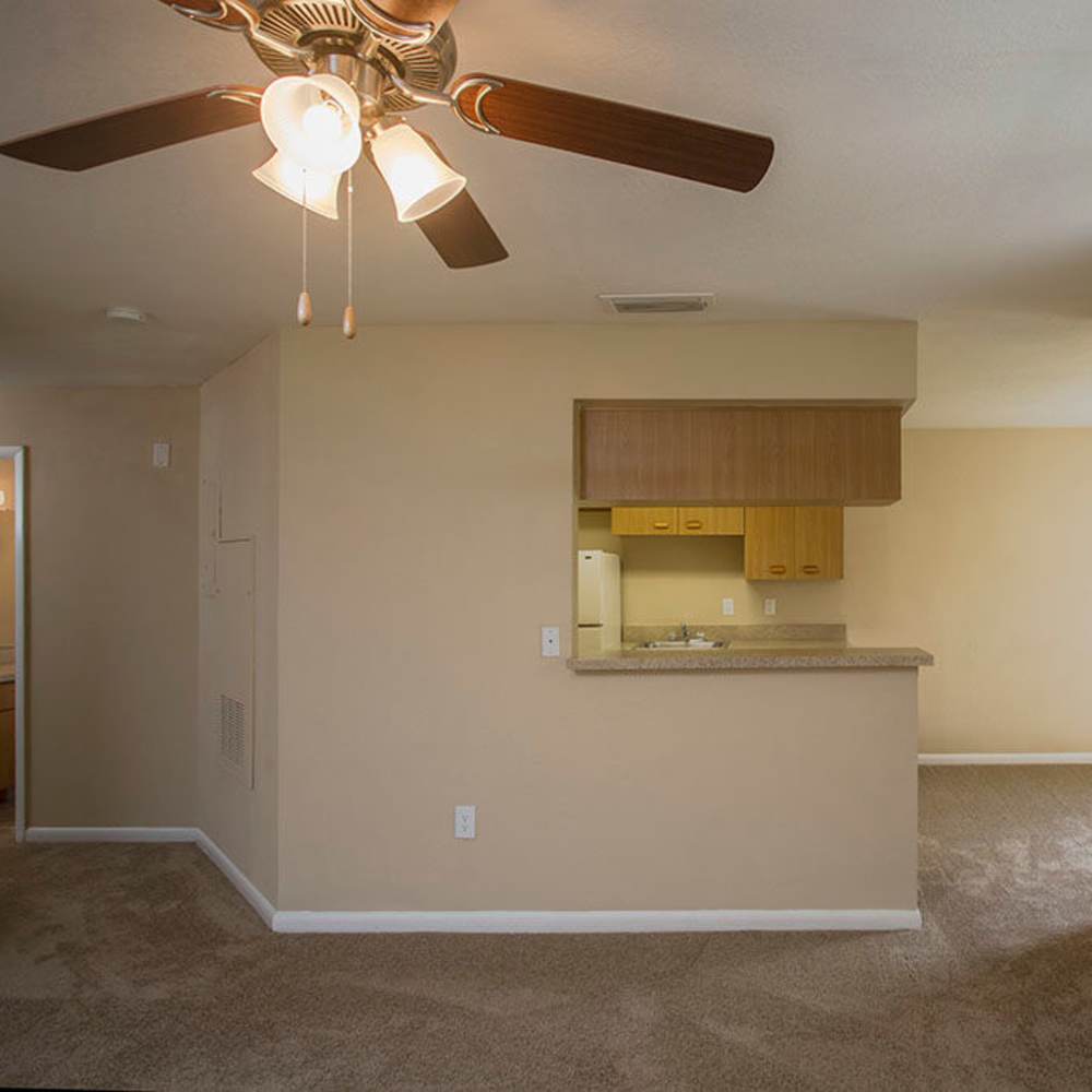 Charming living space with a modern kitchen and cozy atmosphere at Park Place Apartments in Port Richey, Florida.