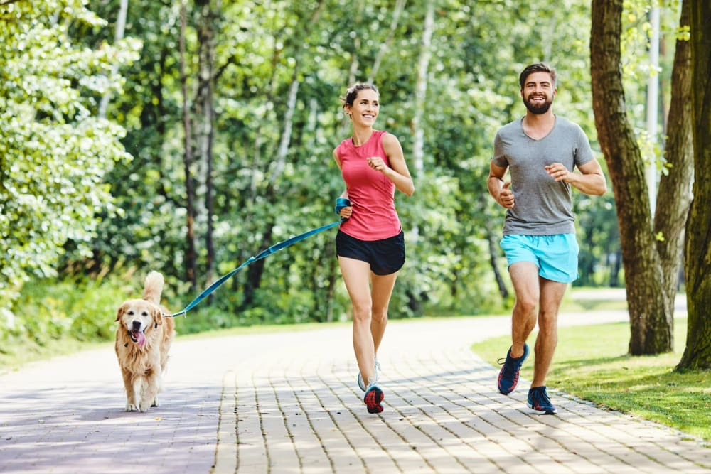 Residents running near The Riverview in Charleston, South Carolina