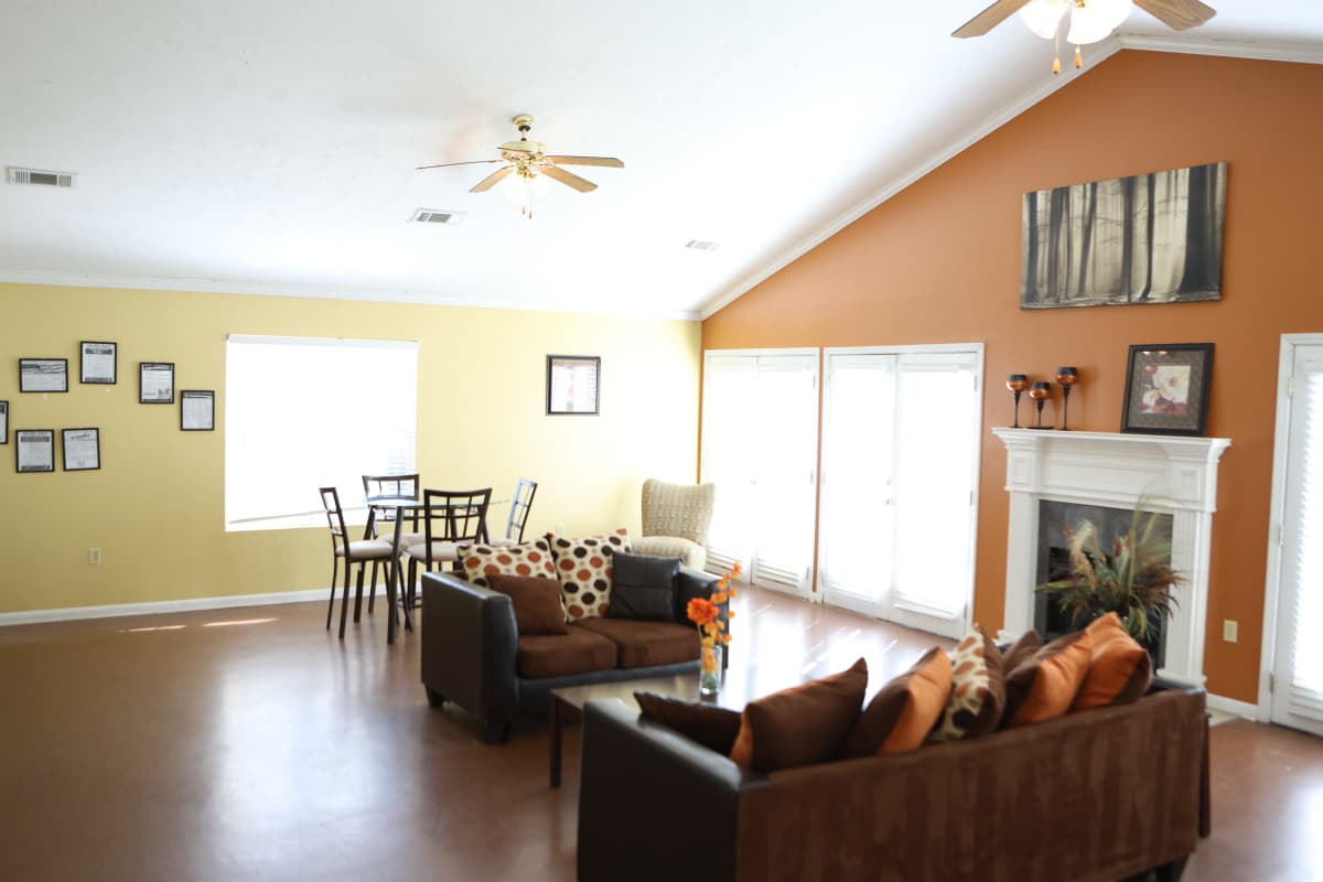 Clubhouse with a firepit at Horizon Apartments in Jackson, Mississippi