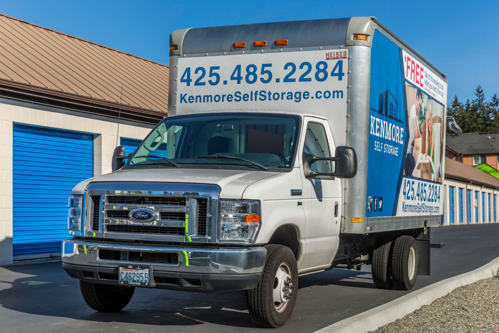 Moving trucks at Kenmore Self Storage in Kenmore, Washington