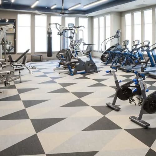 Inside the fitness center at Capitol at Stonebriar in Frisco, Texas