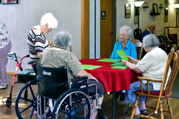 Resident posing with daughter at Garden Place Millstadt in Millstadt, Illinois.