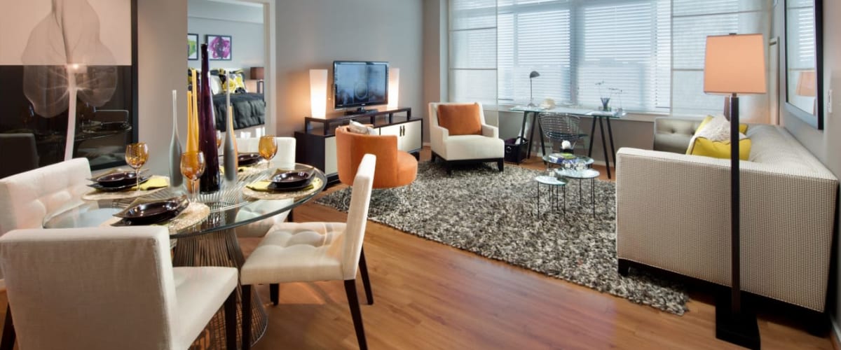 Living room at Solaire 1150 Ripley in Silver Spring, Maryland