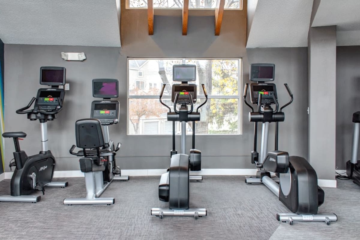 Cardio equipment in the fitness center at Bristol Village in Bloomington, Minnesota
