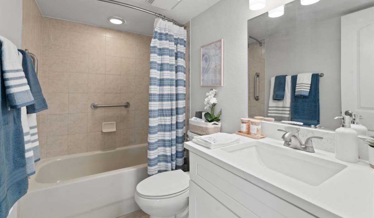 Bathroom with Quartz Countertop at Waters Pointe in South Pasadena, Florida