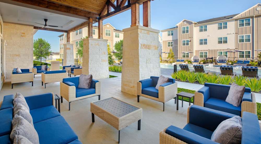 Clubhouse lounge at August Friendswood in Friendswood, Texas