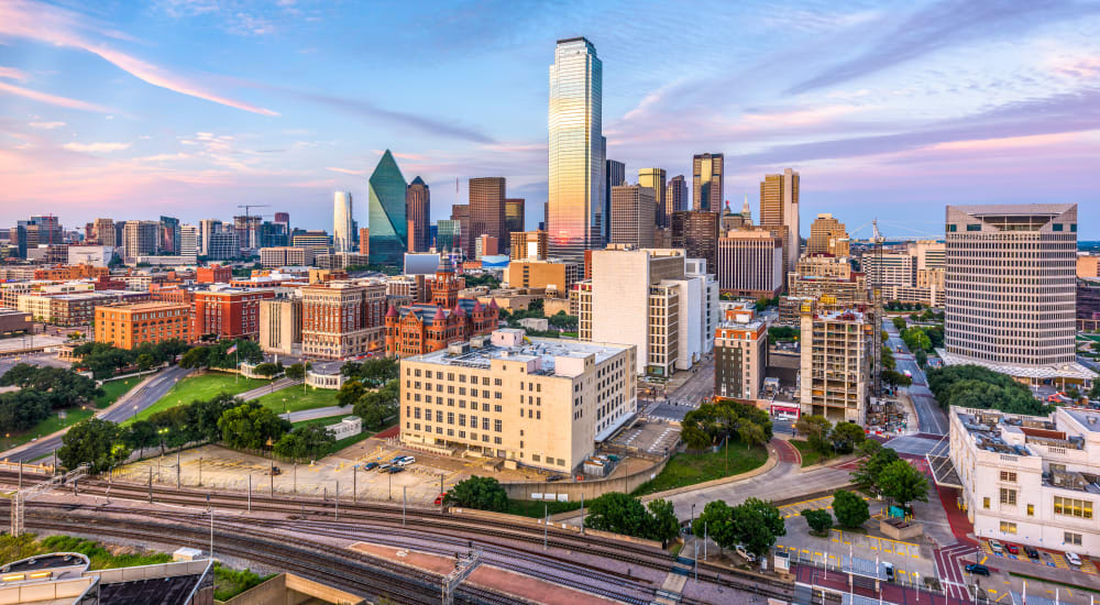 City skyline near The Mirabel in Fort Worth, Texas