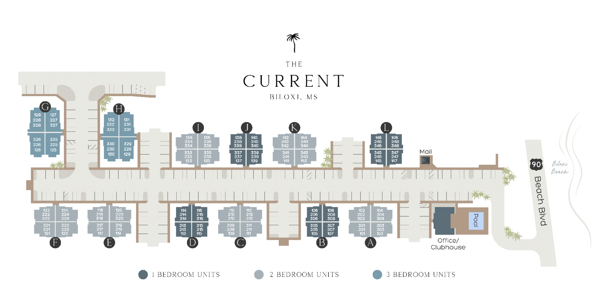 Site map of The Current Apartments in Biloxi, Mississippi