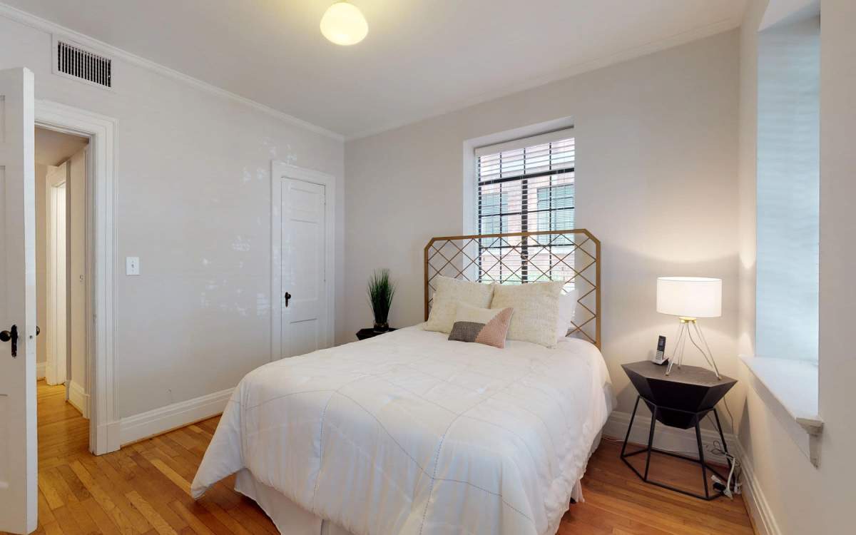 Model bedroom at Historic Boylan Apartments in Raleigh, North Carolina