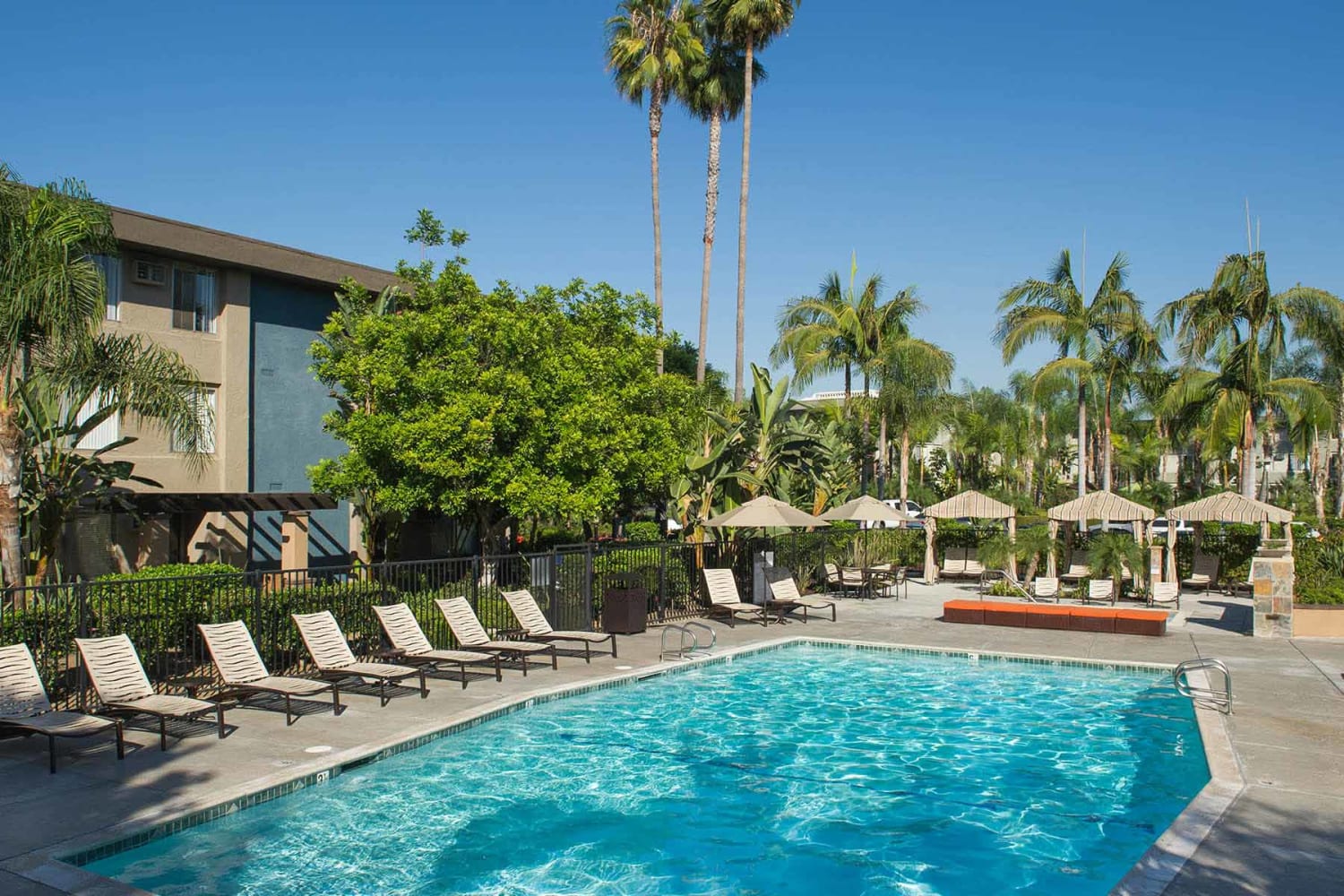 Enjoy apartments with a swimming pool at UCA Apartment Homes in Fullerton, California