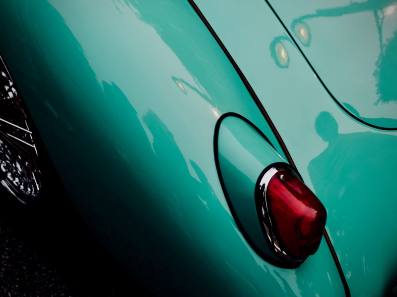 Detail photo of a classic car taillight, at Premier Car Storage