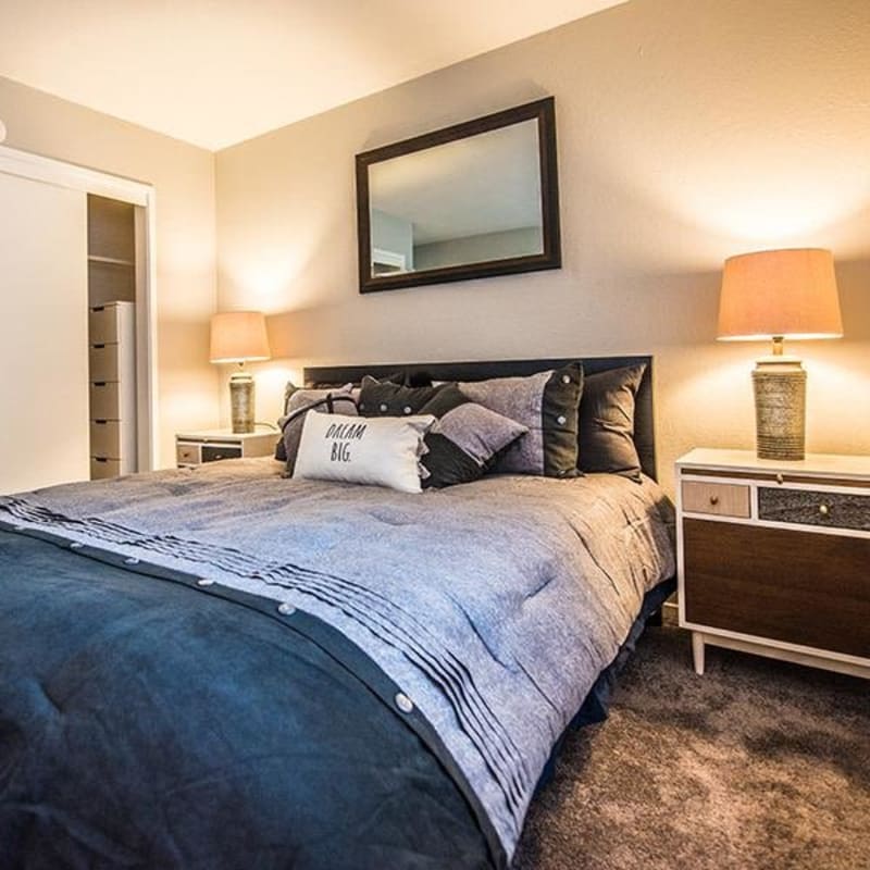 Bedroom with spacious closet at The Eleven Hundred in Sacramento, California