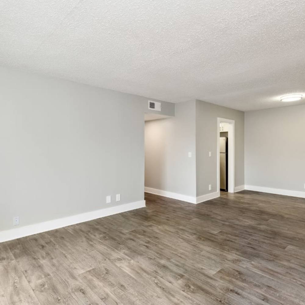 View of Living room connecting to kitchen and bedroom at Meadow Glen Apartments in Springfield, Tennessee